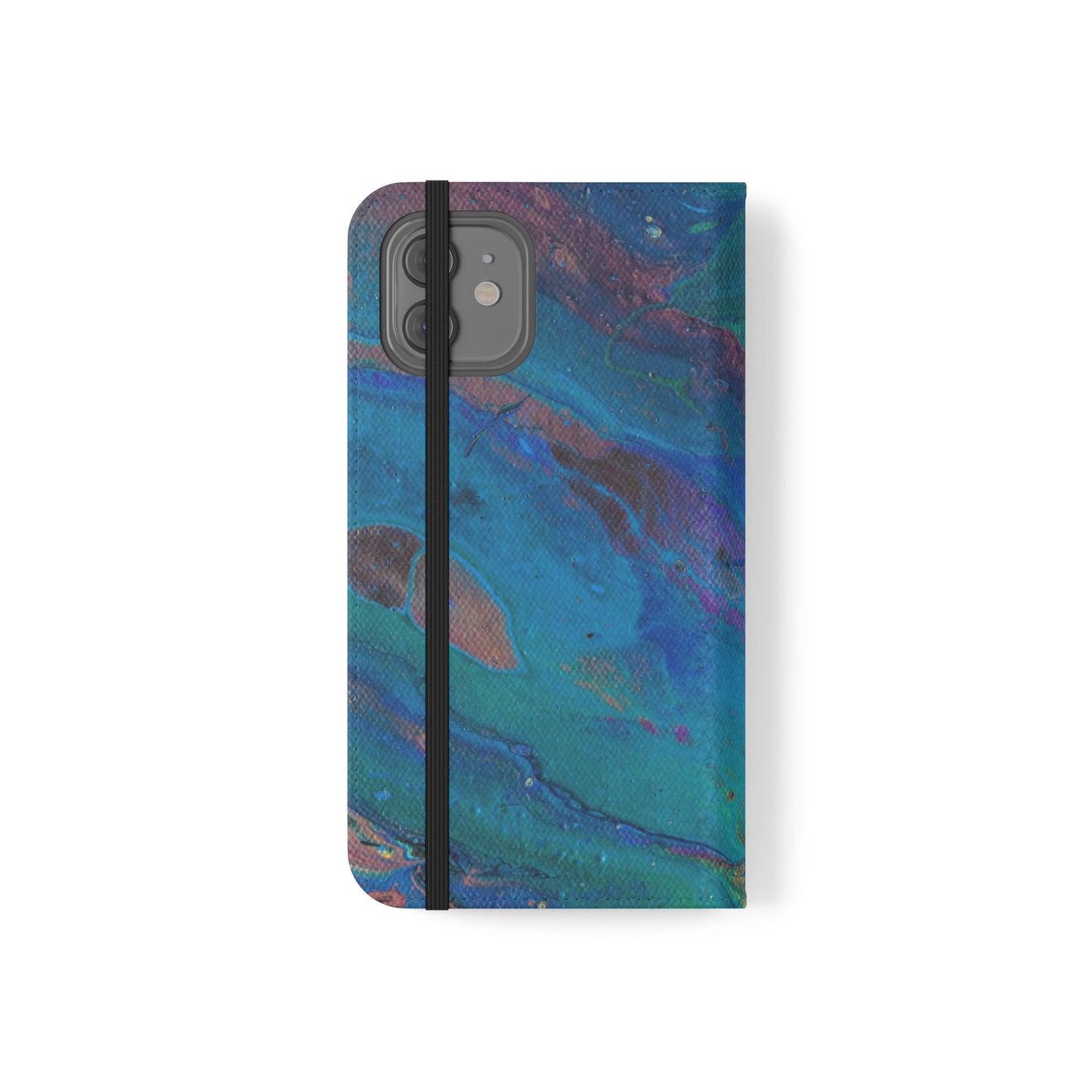 Peacock Swirls Flip Phone Case for iPhone 11 – 16 Pro, Samsung 21 – 22 Series