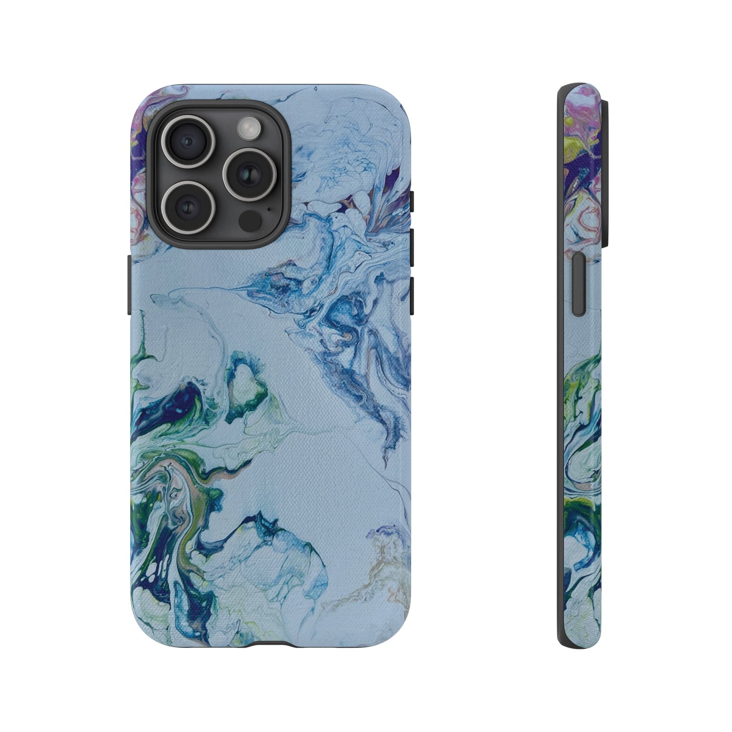 Whimsical Watercolor Marble Tough Phone Case for iPhone, Samsung Galaxy, and Google Pixel devices