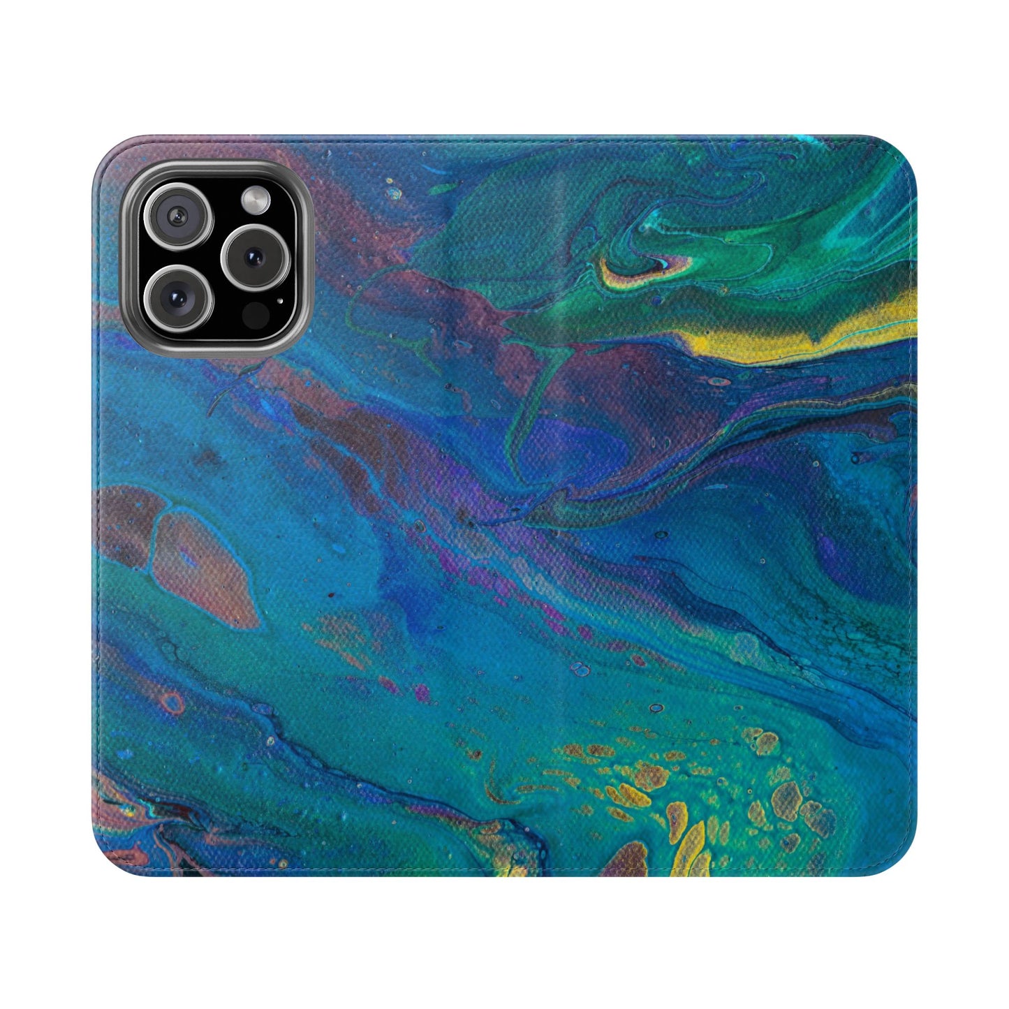 Peacock Swirls Flip Phone Case for iPhone 11 – 16 Pro, Samsung 21 – 22 Series