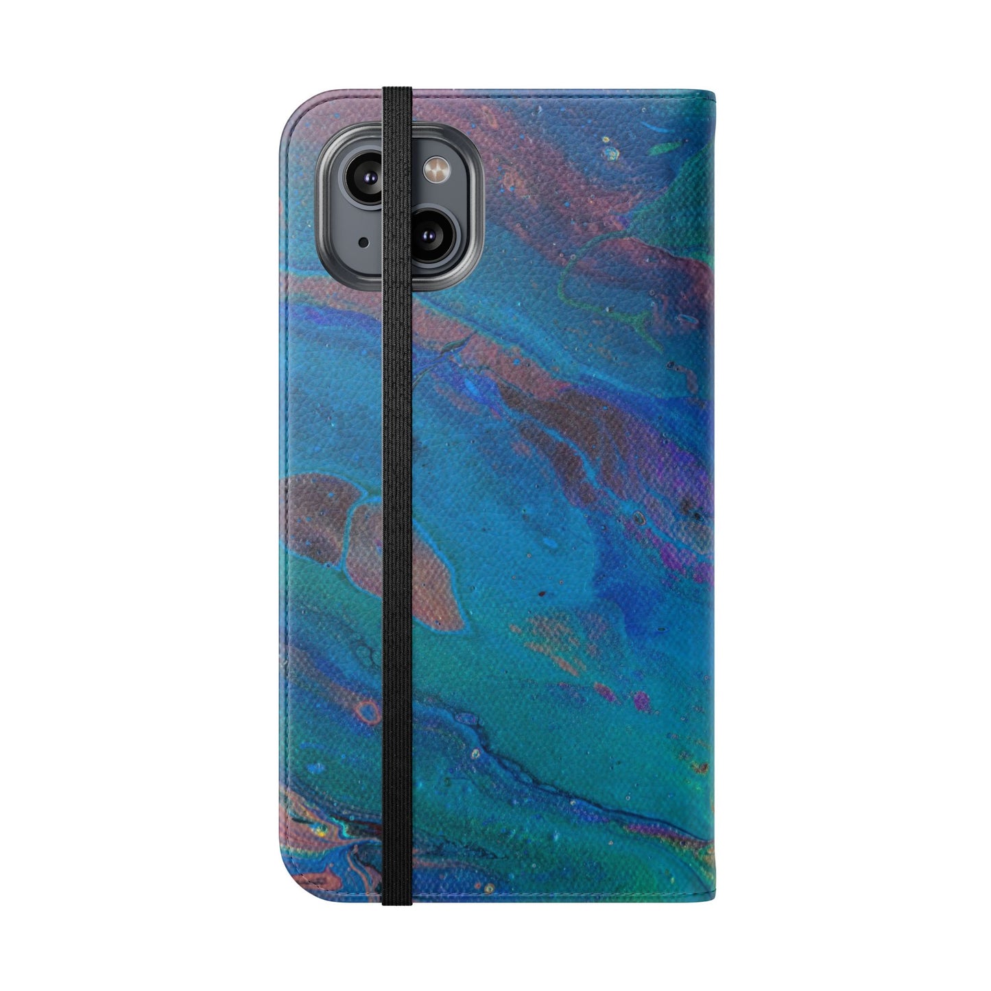 Peacock Swirls Flip Phone Case for iPhone 11 – 16 Pro, Samsung 21 – 22 Series