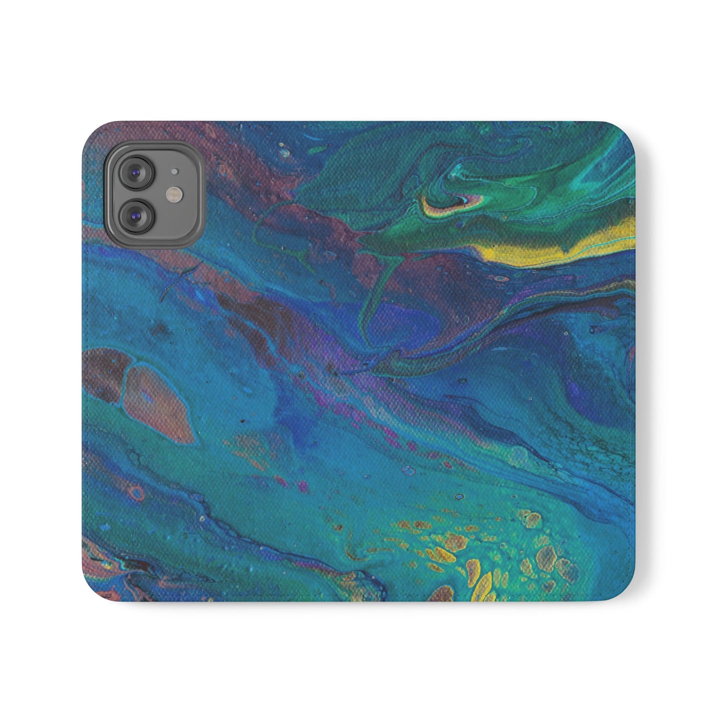 Peacock Swirls Flip Phone Case for iPhone 11 – 16 Pro, Samsung 21 – 22 Series
