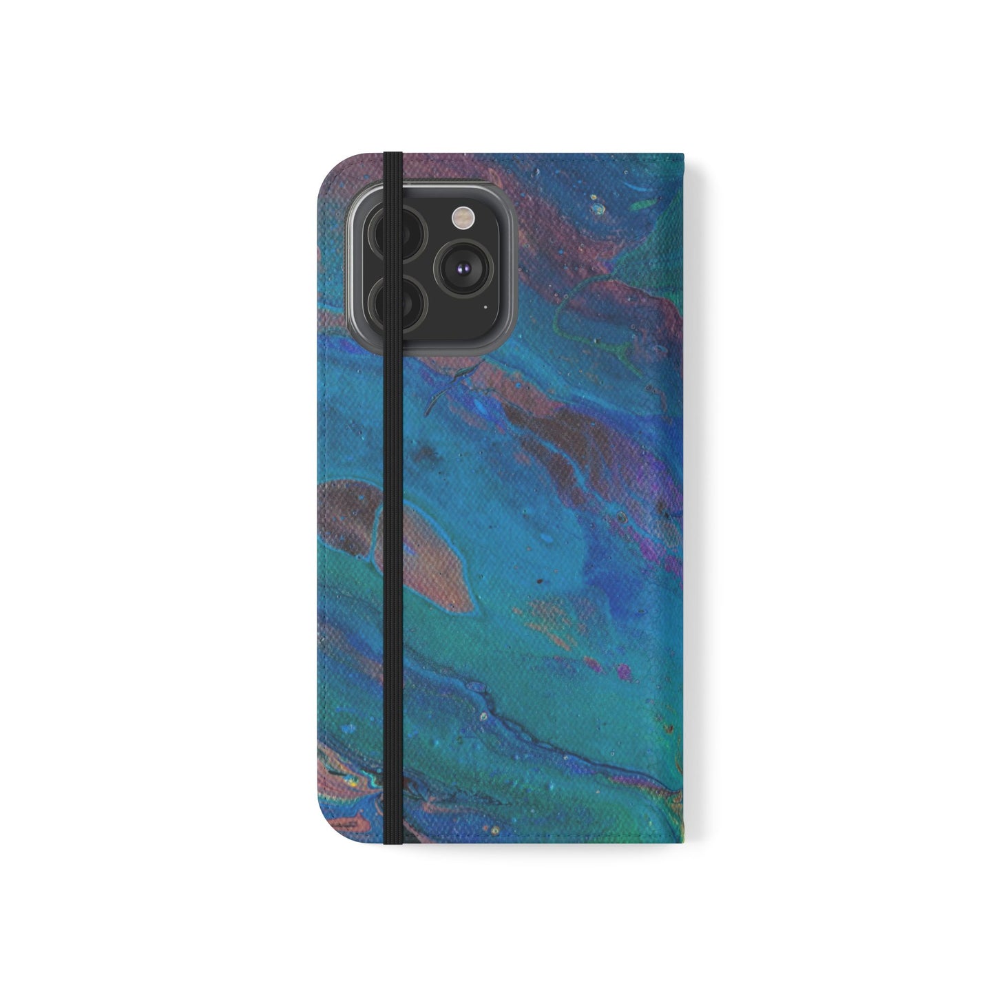 Peacock Swirls Flip Phone Case for iPhone 11 – 16 Pro, Samsung 21 – 22 Series