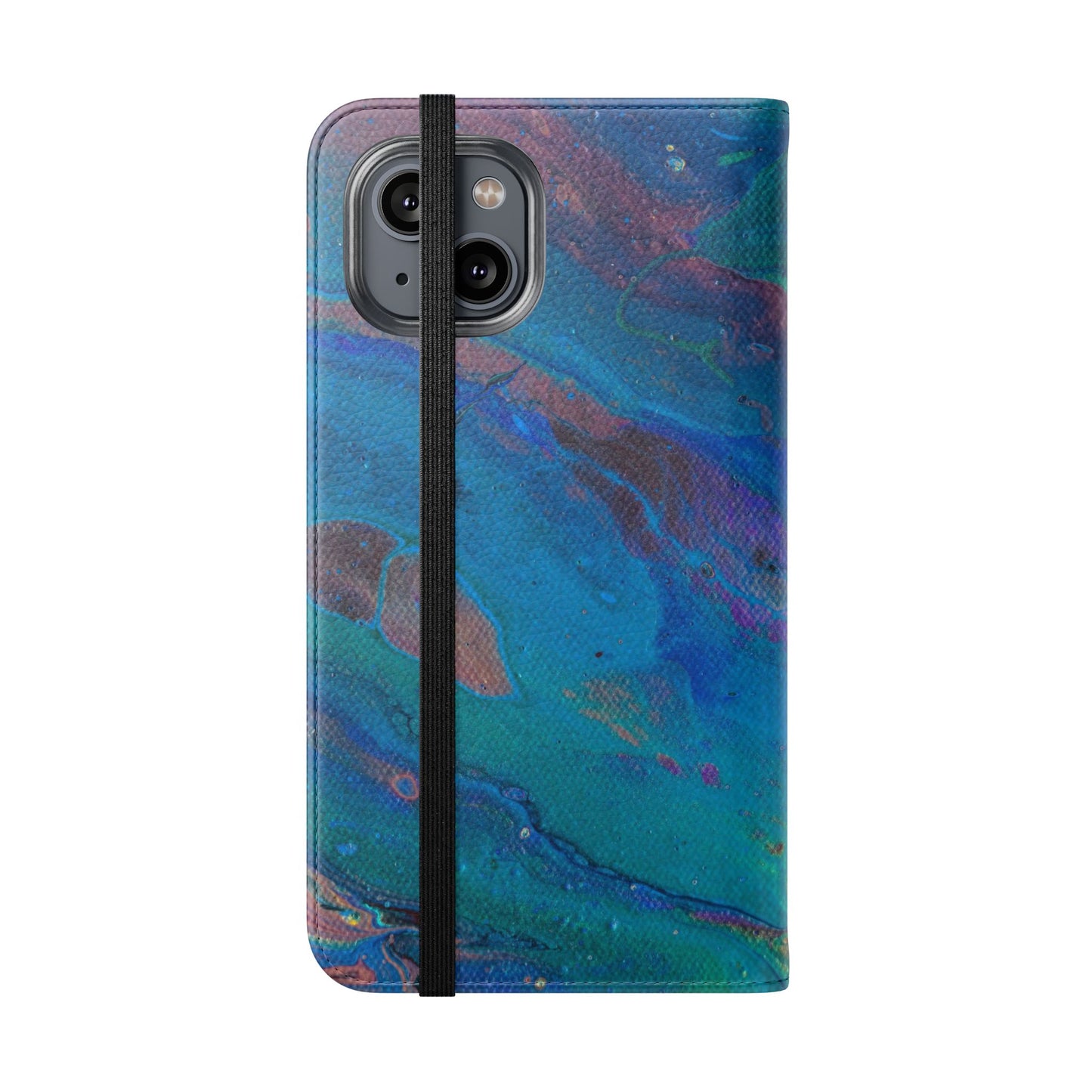 Peacock Swirls Flip Phone Case for iPhone 11 – 16 Pro, Samsung 21 – 22 Series