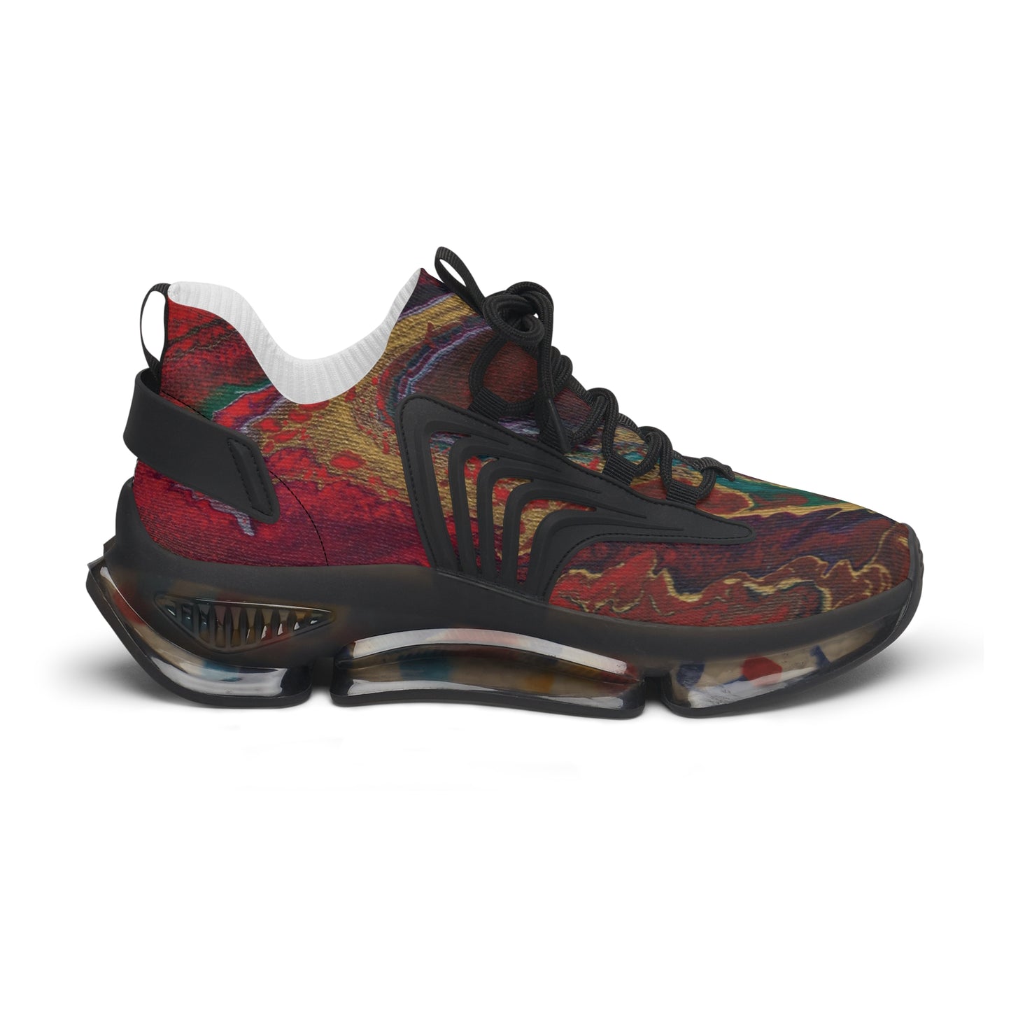 Warm Orange Marbled Women's Mesh Sneakers