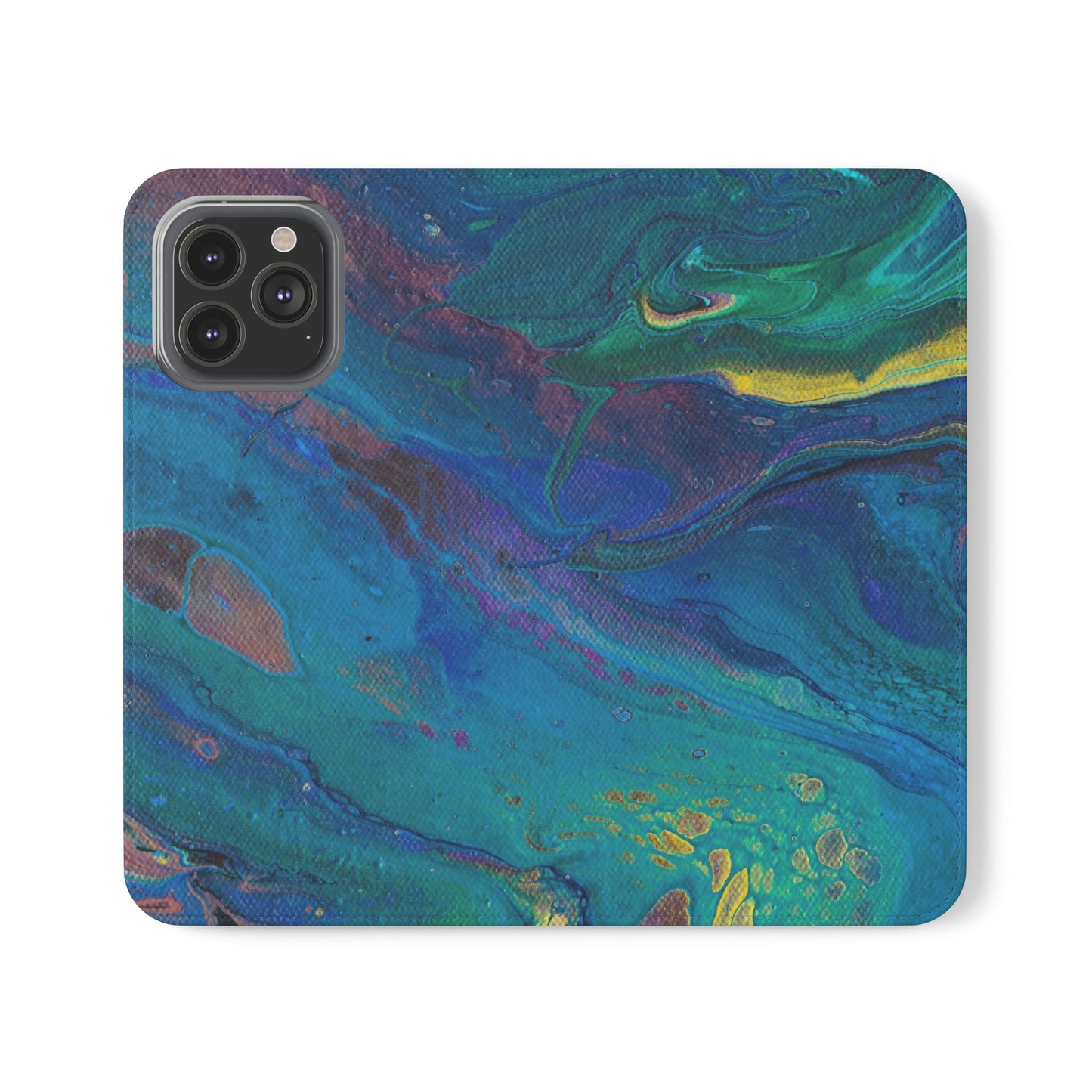 Peacock Swirls Flip Phone Case for iPhone 11 – 16 Pro, Samsung 21 – 22 Series