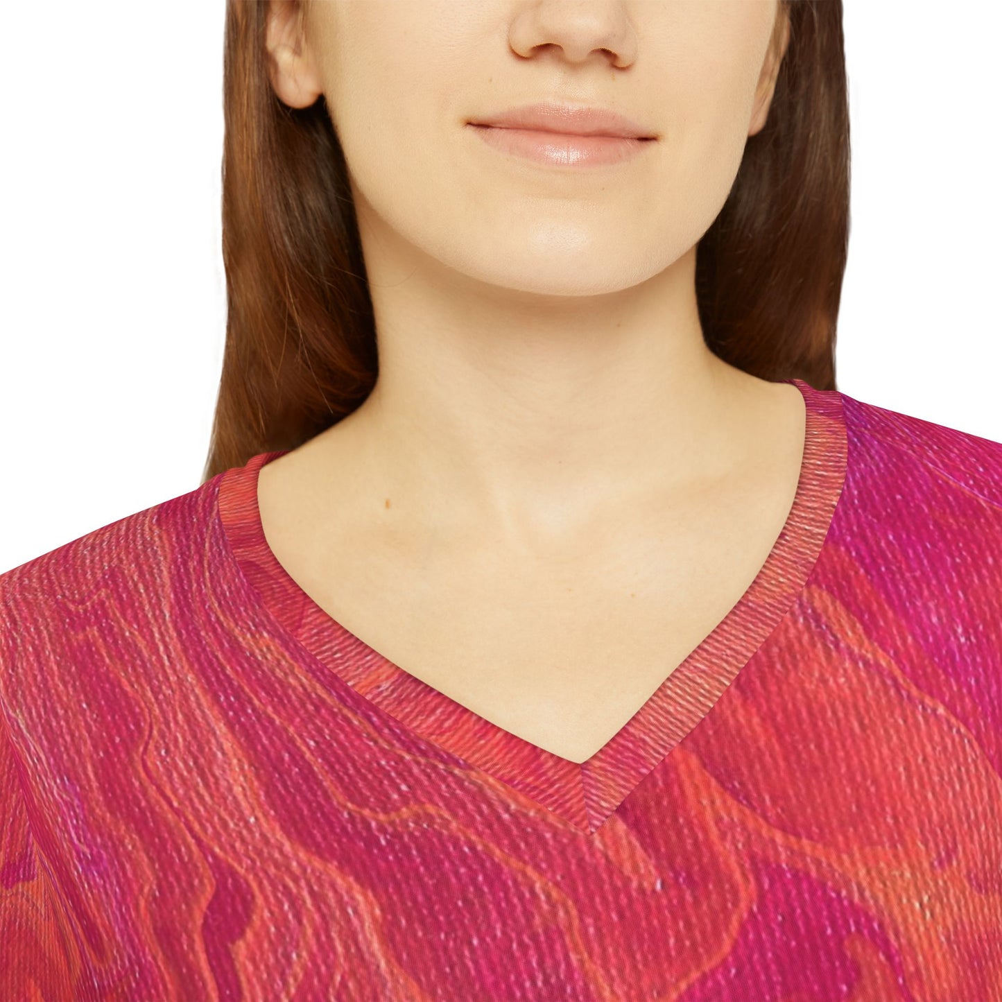 Women's Long Sleeve V-neck Shirt - Sunset Clouds