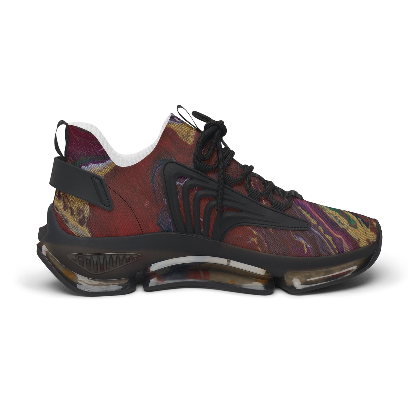 Warm Orange Marbled Women's Mesh Sneakers