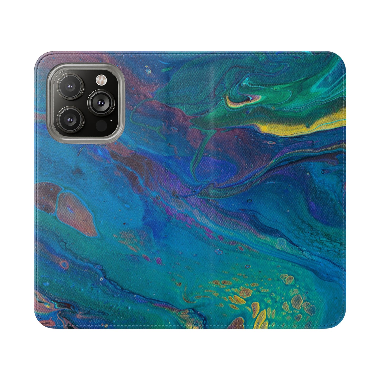 Peacock Swirls Flip Phone Case for iPhone 11 – 16 Pro, Samsung 21 – 22 Series