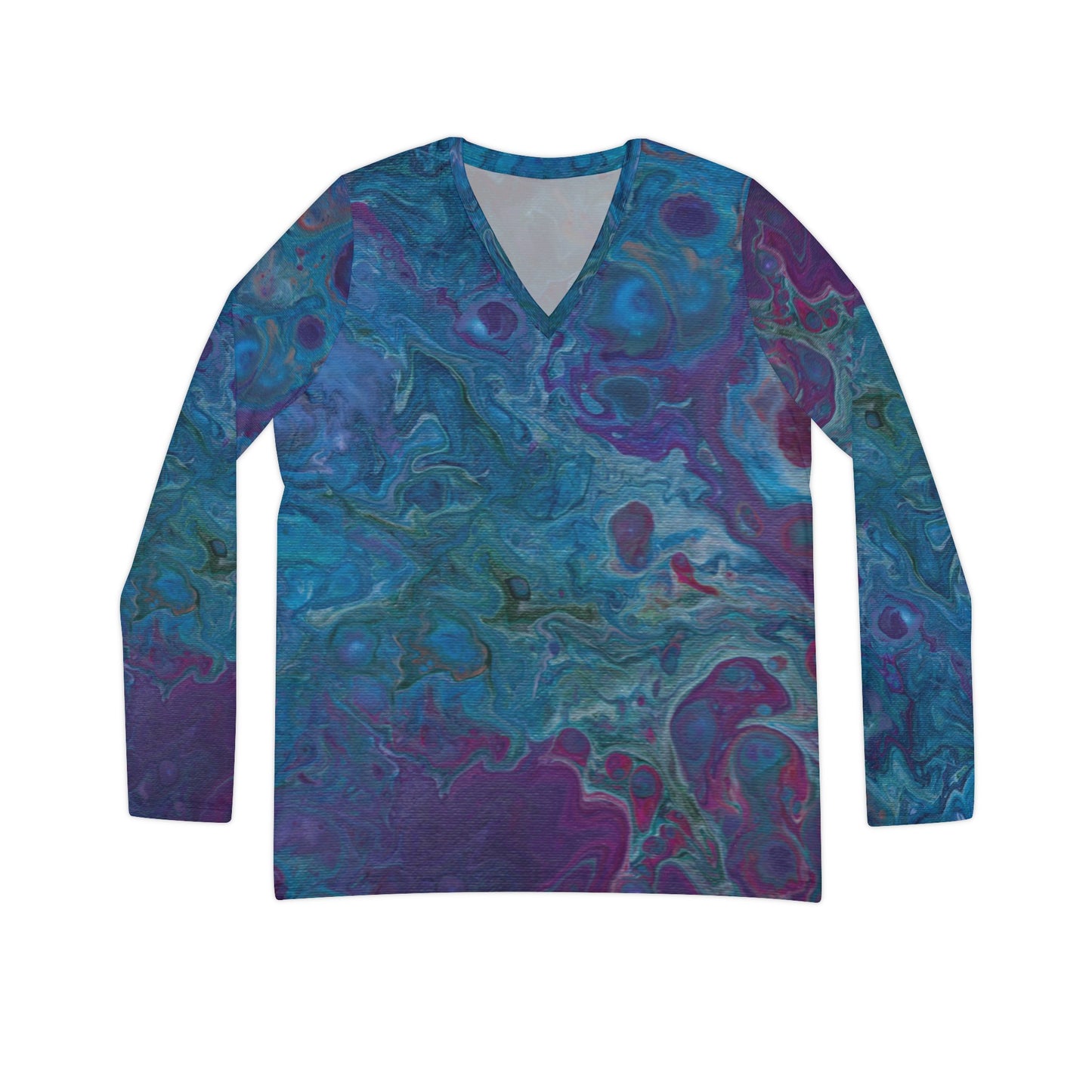 Women's Long Sleeve V-neck Shirt - Azure Seas