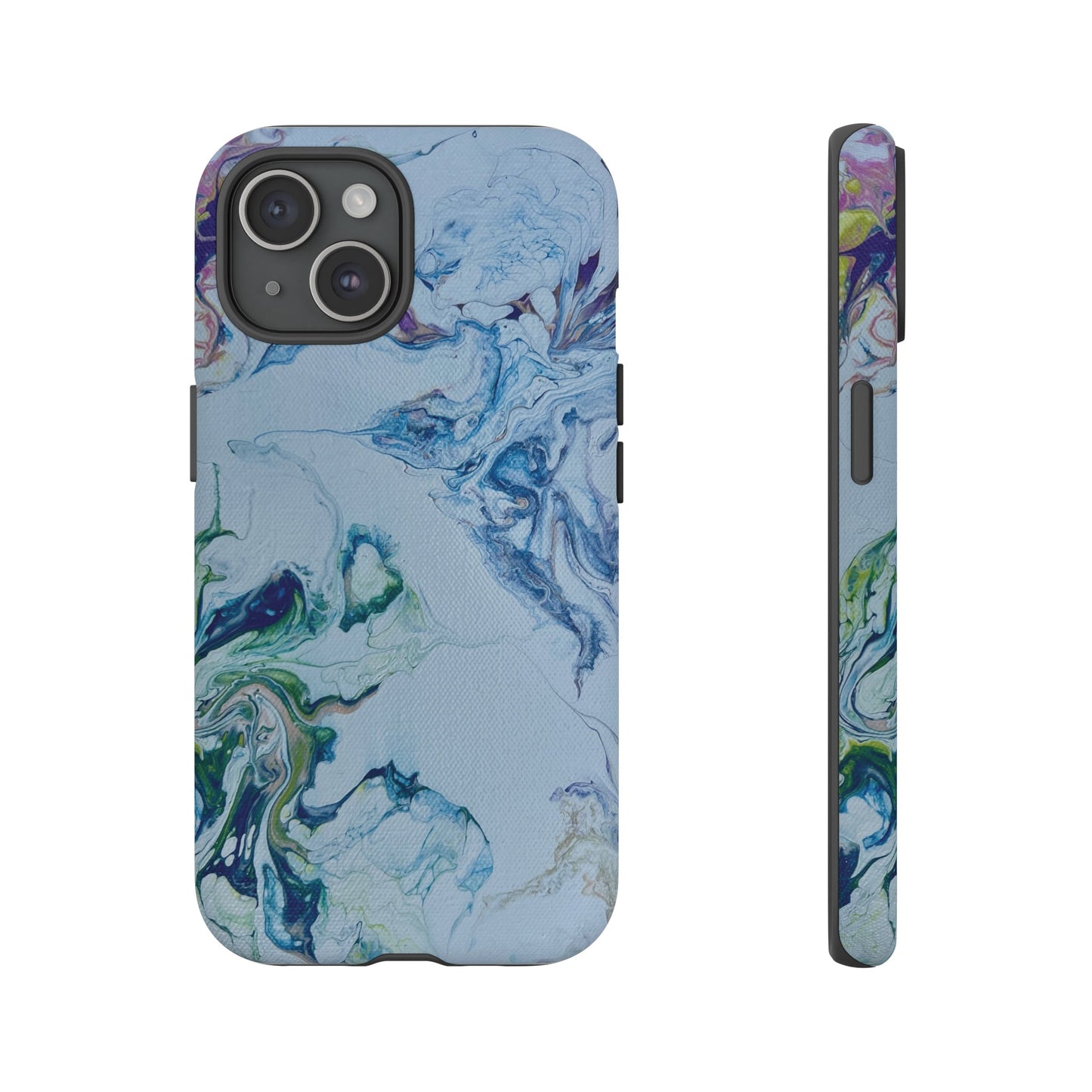 Whimsical Watercolor Marble Tough Phone Case for iPhone, Samsung Galaxy, and Google Pixel devices
