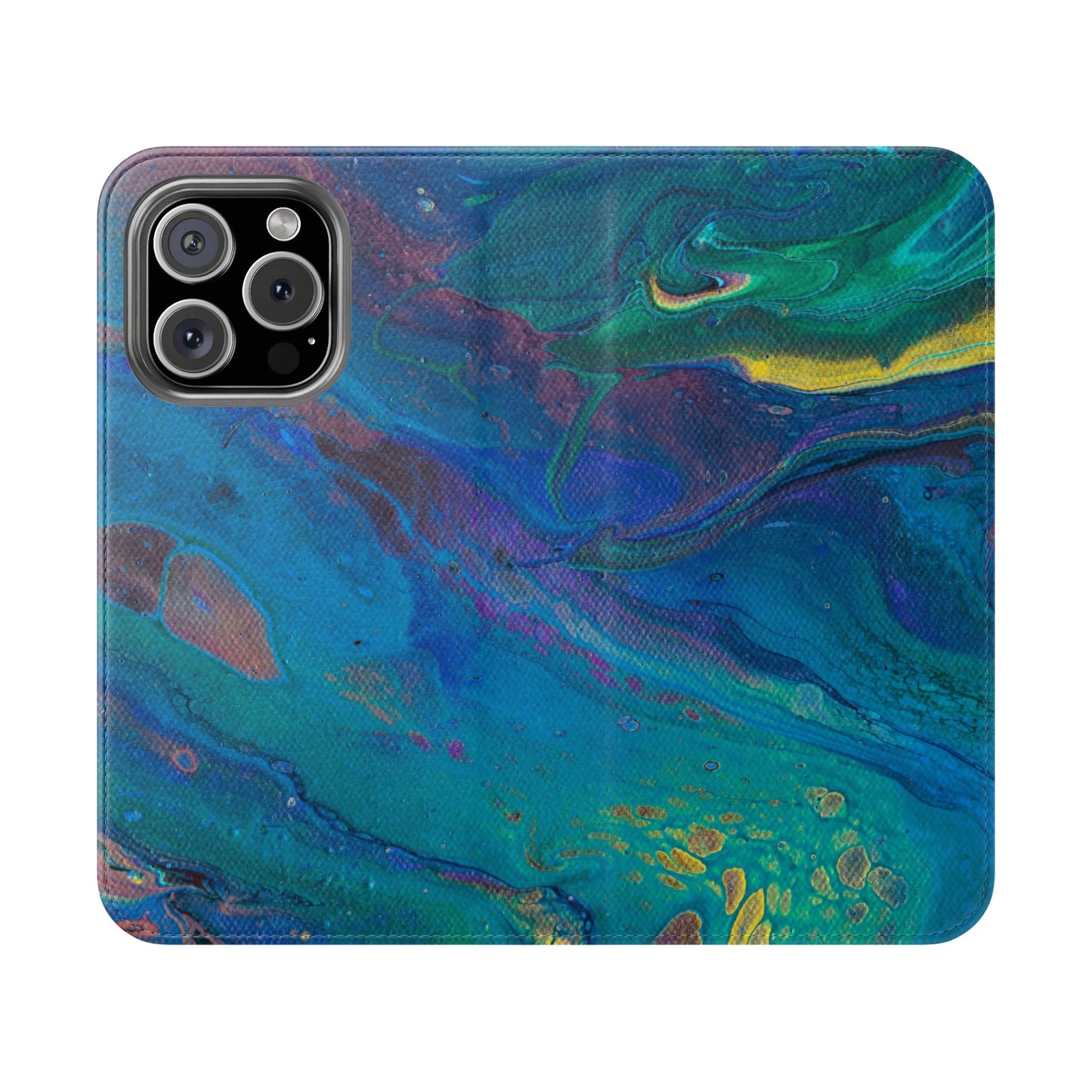 Peacock Swirls Flip Phone Case for iPhone 11 – 16 Pro, Samsung 21 – 22 Series
