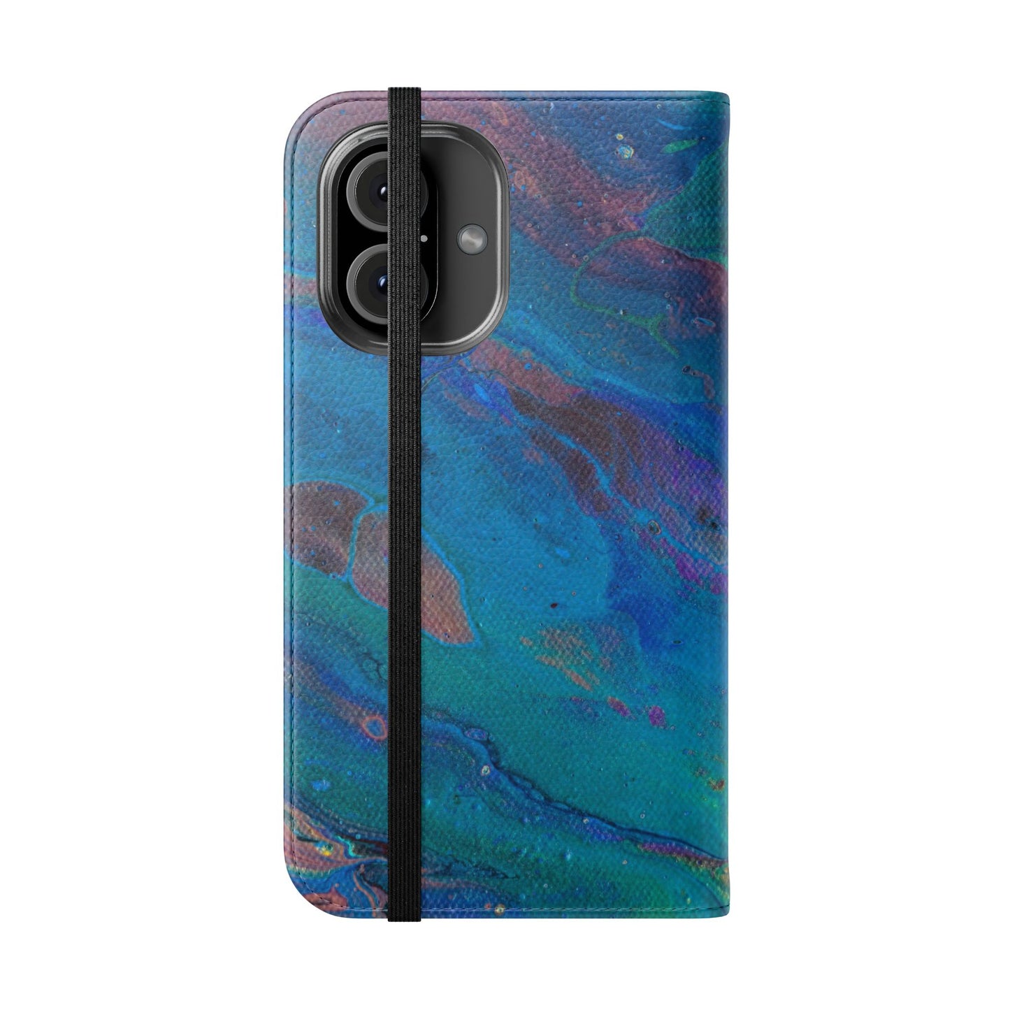 Peacock Swirls Flip Phone Case for iPhone 11 – 16 Pro, Samsung 21 – 22 Series