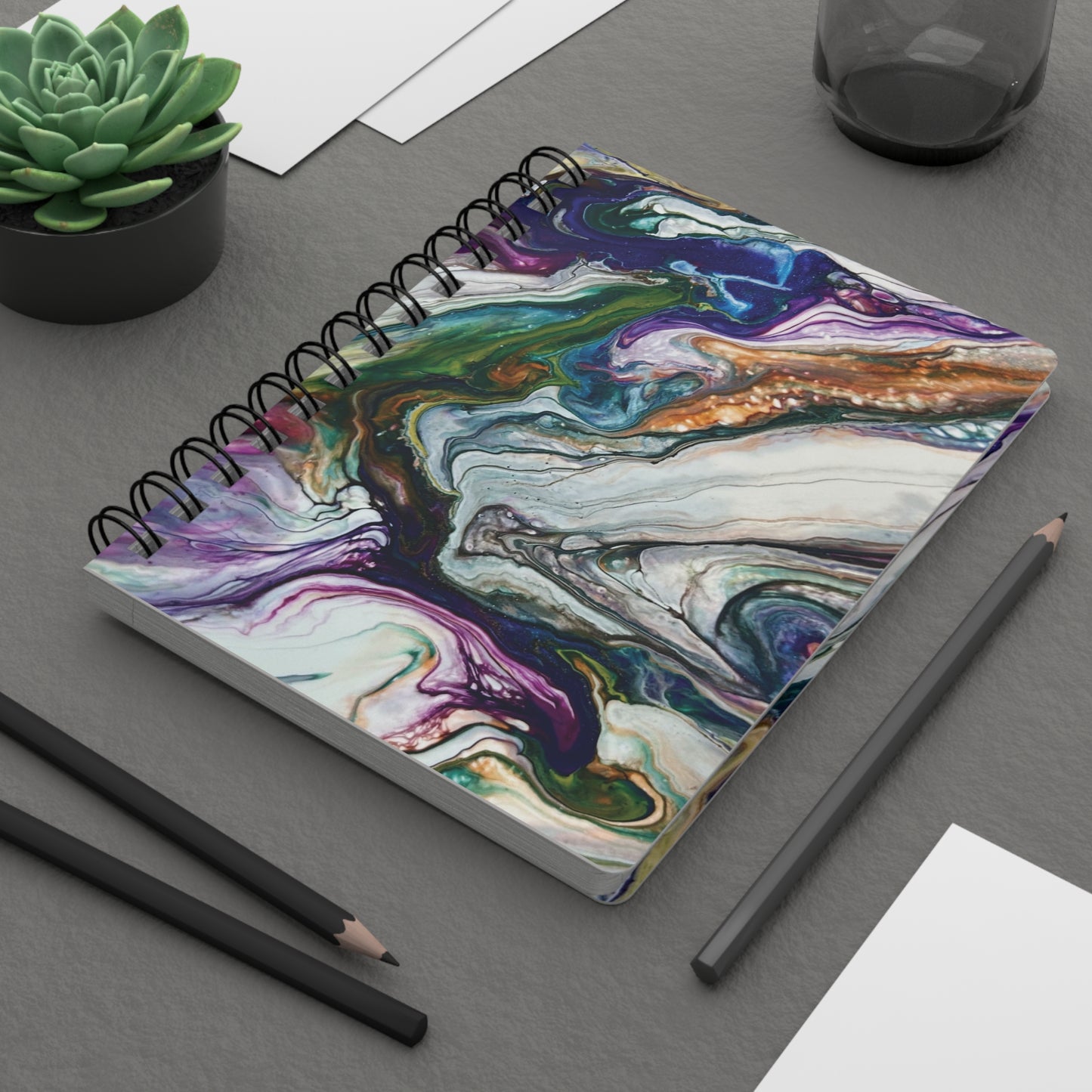Spiral Bound Journal - Vibrant Swirls with Inside Cover Art