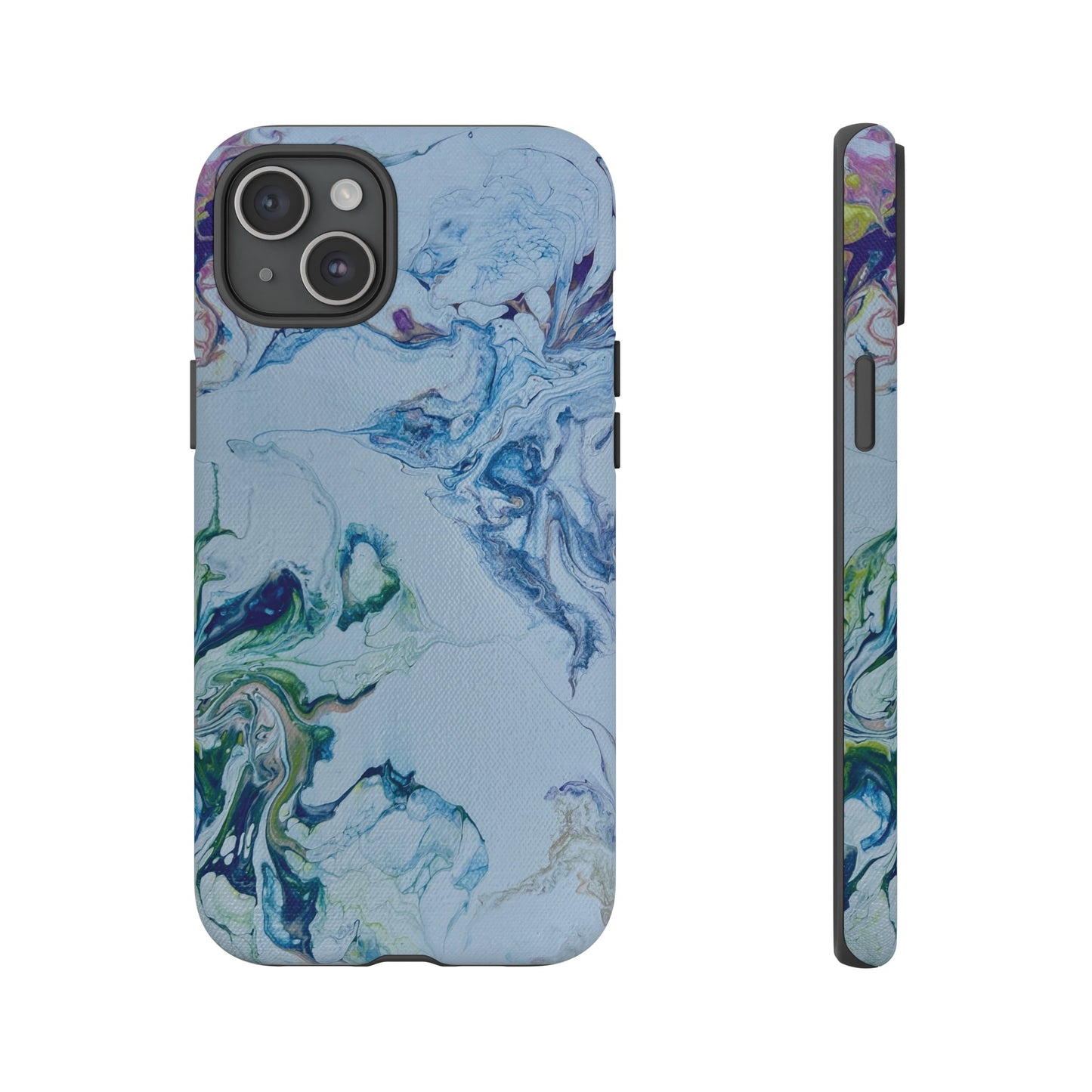 Whimsical Watercolor Marble Tough Phone Case for iPhone, Samsung Galaxy, and Google Pixel devices