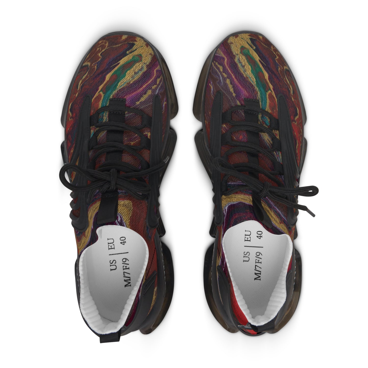 Warm Orange Marbled Women's Mesh Sneakers