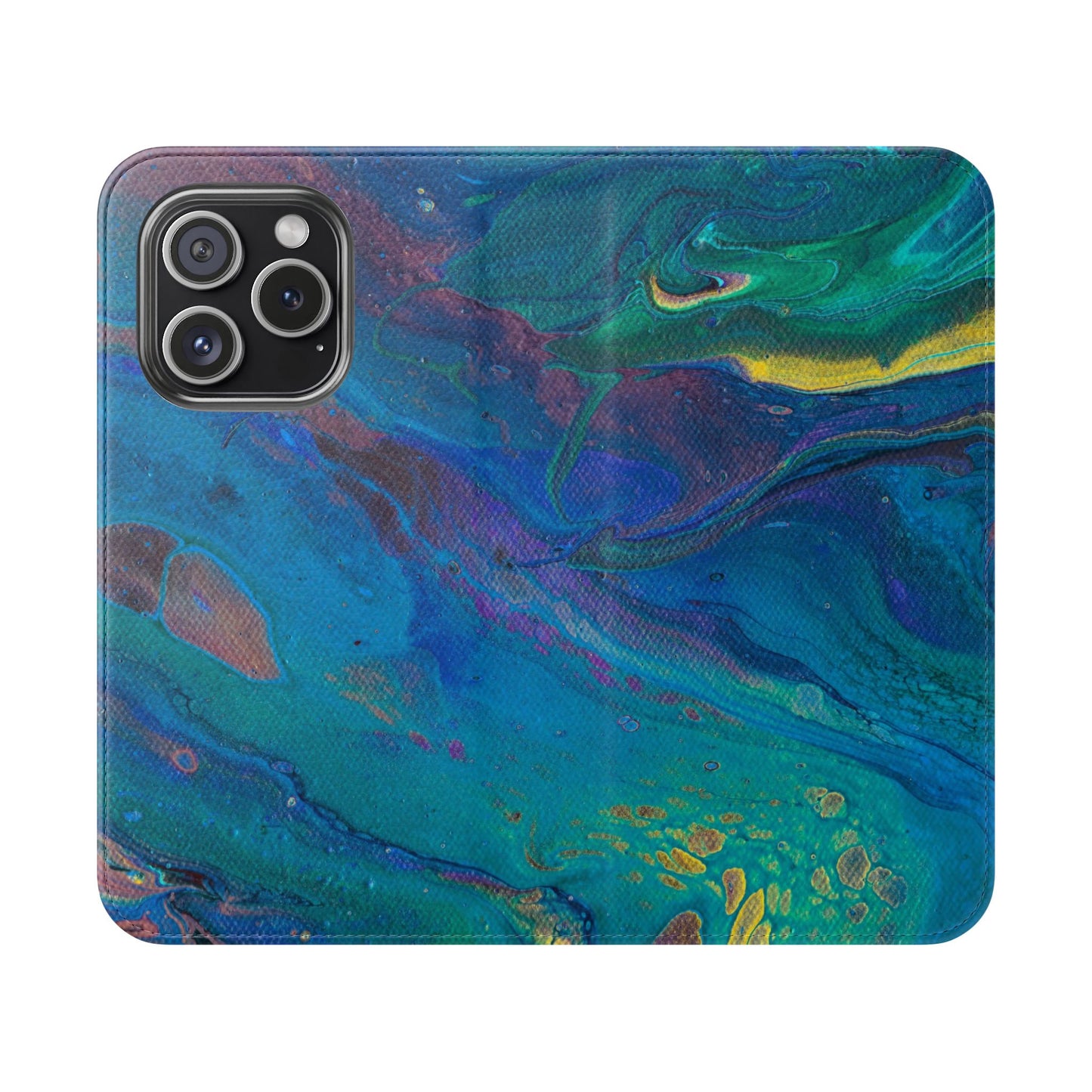 Peacock Swirls Flip Phone Case for iPhone 11 – 16 Pro, Samsung 21 – 22 Series