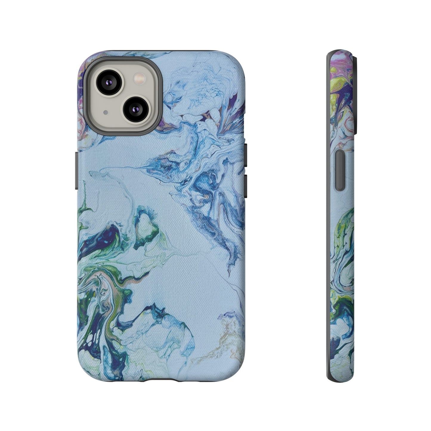 Whimsical Watercolor Marble Tough Phone Case for iPhone, Samsung Galaxy, and Google Pixel devices