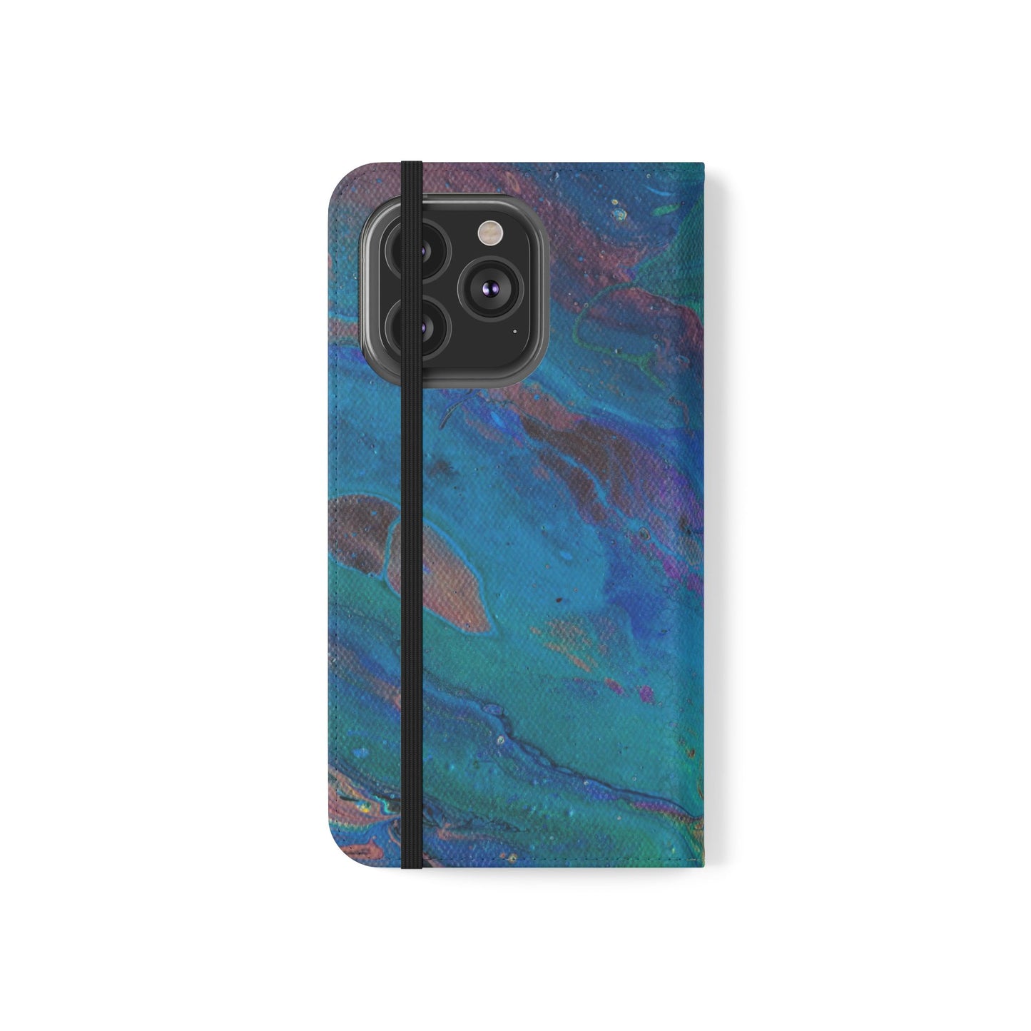 Peacock Swirls Flip Phone Case for iPhone 11 – 16 Pro, Samsung 21 – 22 Series