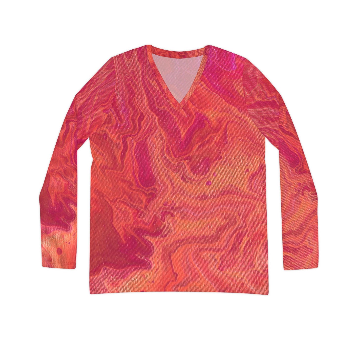 Women's Long Sleeve V-neck Shirt - Sunset Clouds