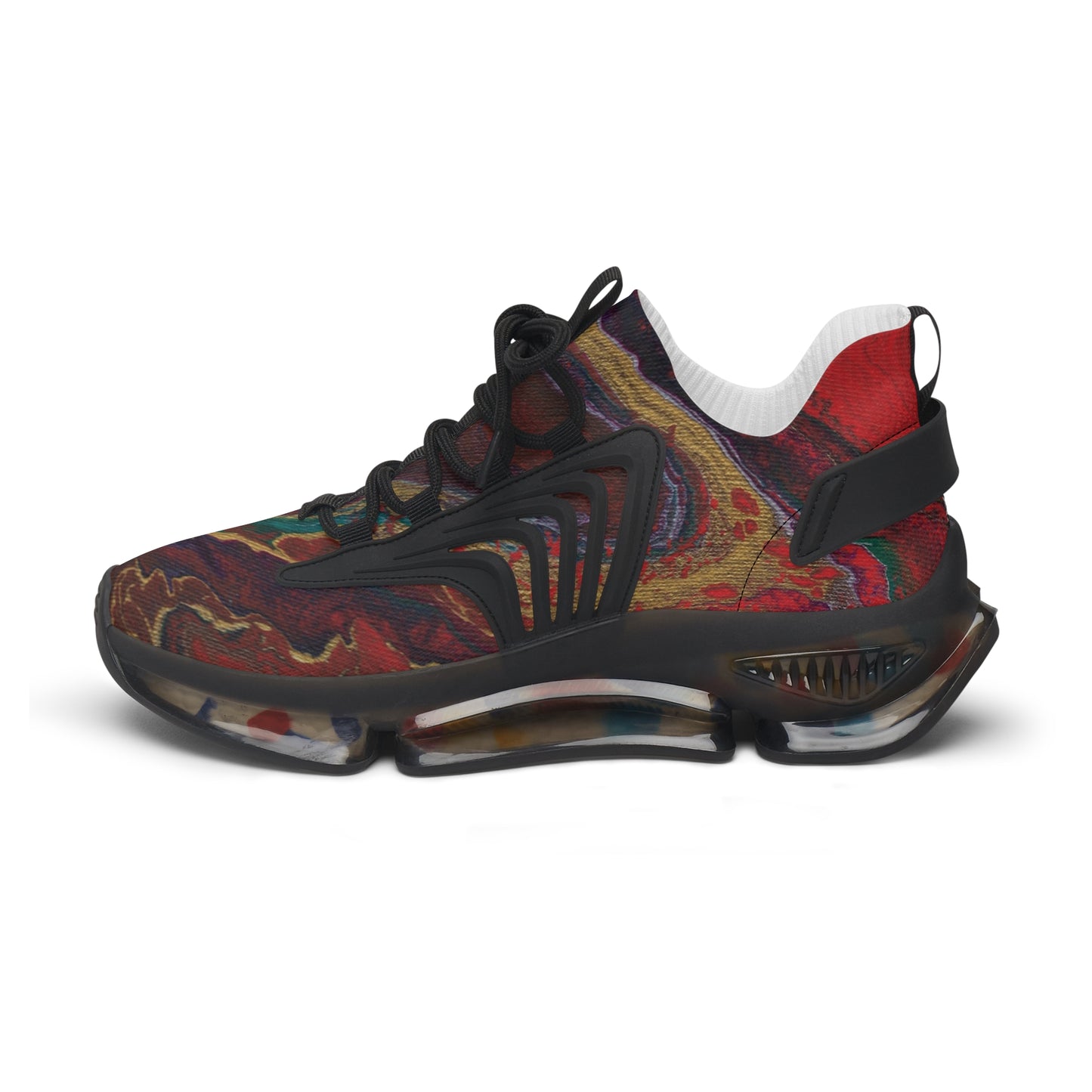 Warm Orange Marbled Women's Mesh Sneakers