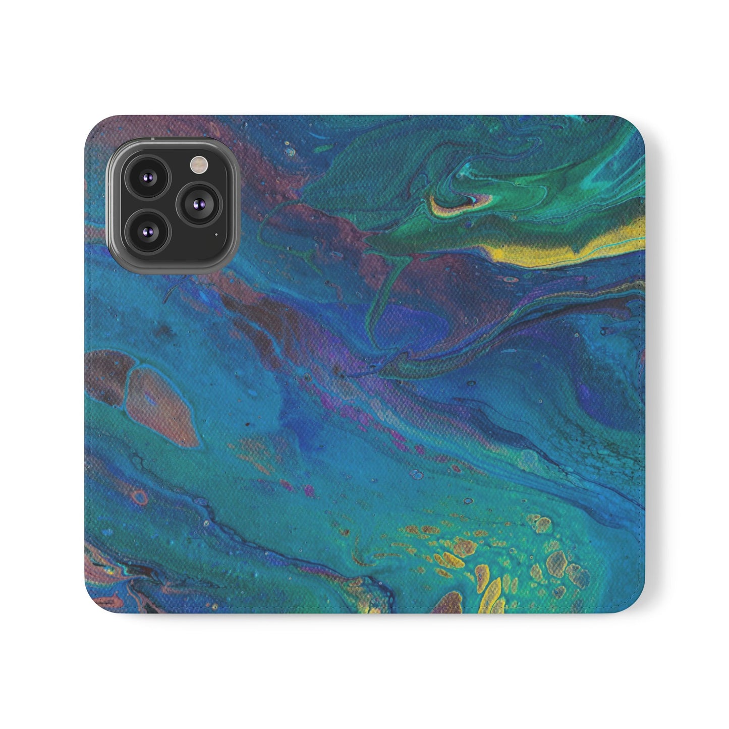 Peacock Swirls Flip Phone Case for iPhone 11 – 16 Pro, Samsung 21 – 22 Series