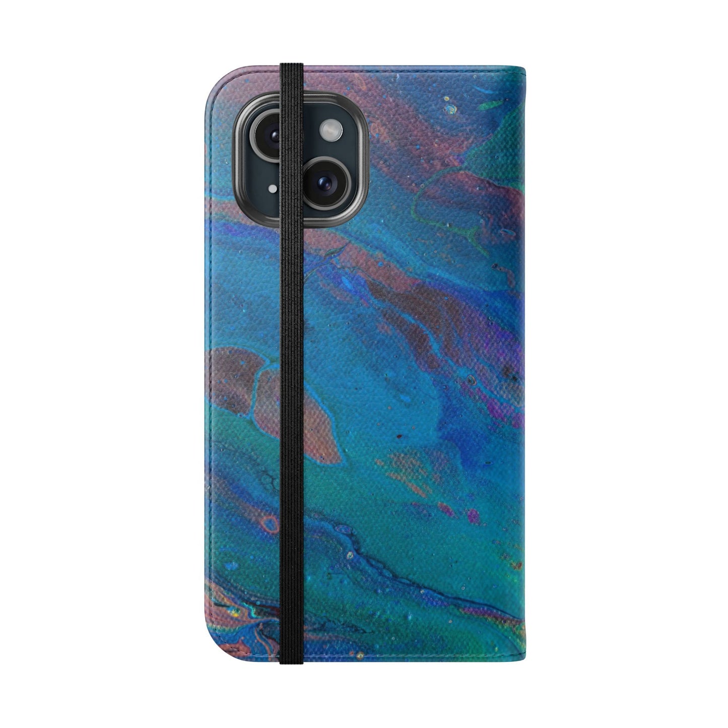 Peacock Swirls Flip Phone Case for iPhone 11 – 16 Pro, Samsung 21 – 22 Series