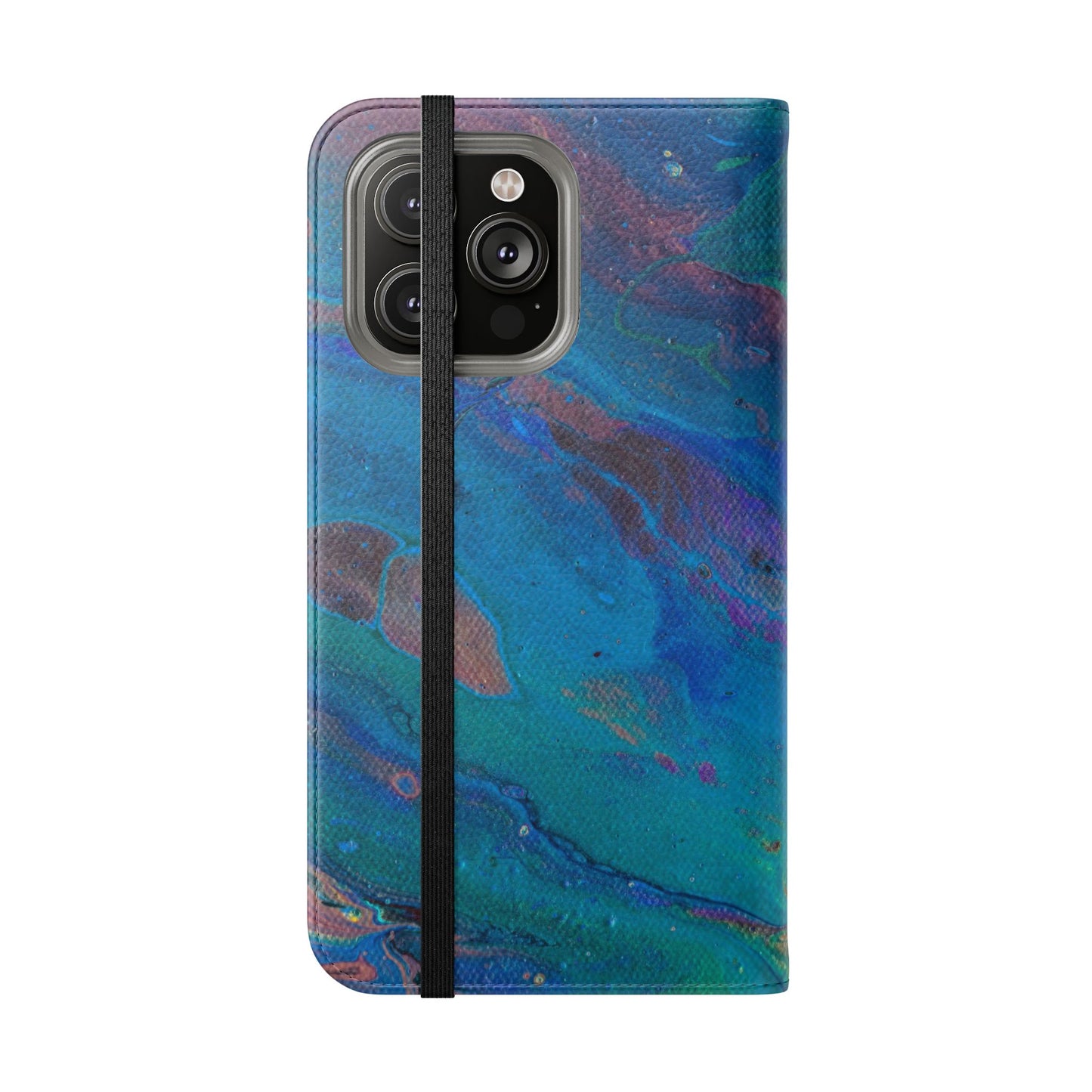 Peacock Swirls Flip Phone Case for iPhone 11 – 16 Pro, Samsung 21 – 22 Series