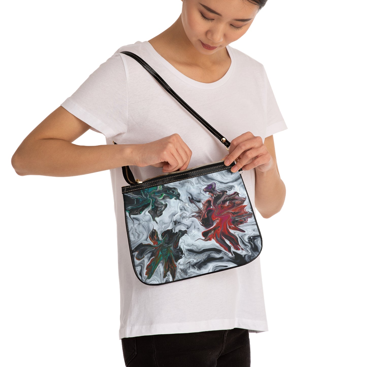 Small Vegan Leather Shoulder Bag - Symphony of Colors