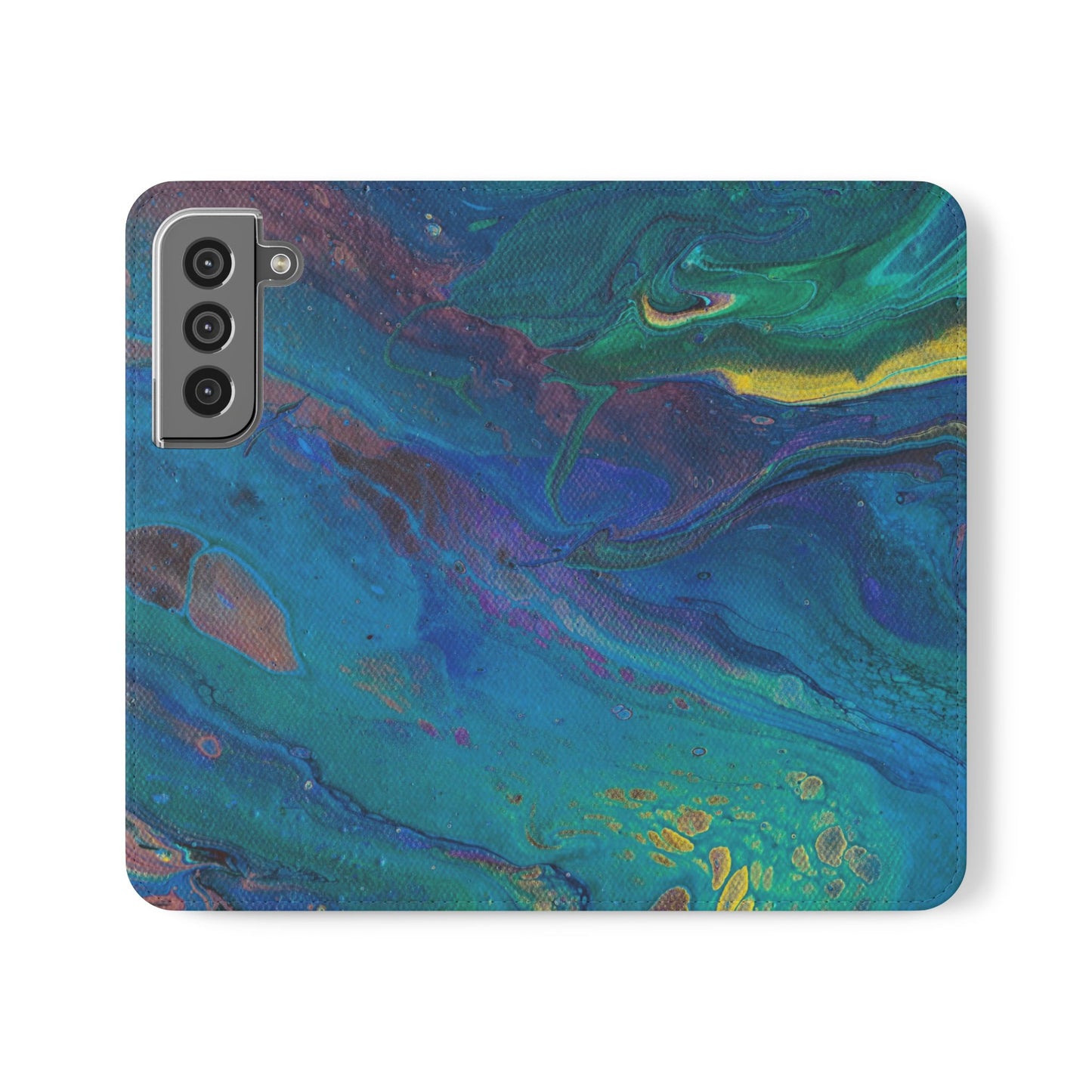 Peacock Swirls Flip Phone Case for iPhone 11 – 16 Pro, Samsung 21 – 22 Series