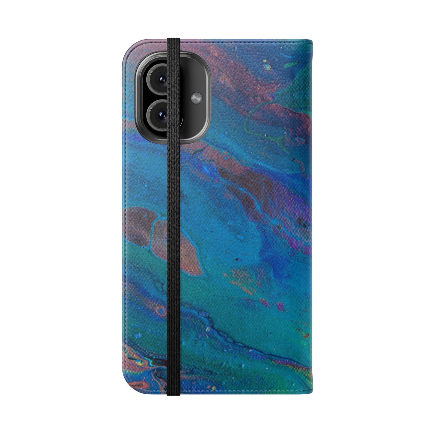 Peacock Swirls Flip Phone Case for iPhone 11 – 16 Pro, Samsung 21 – 22 Series