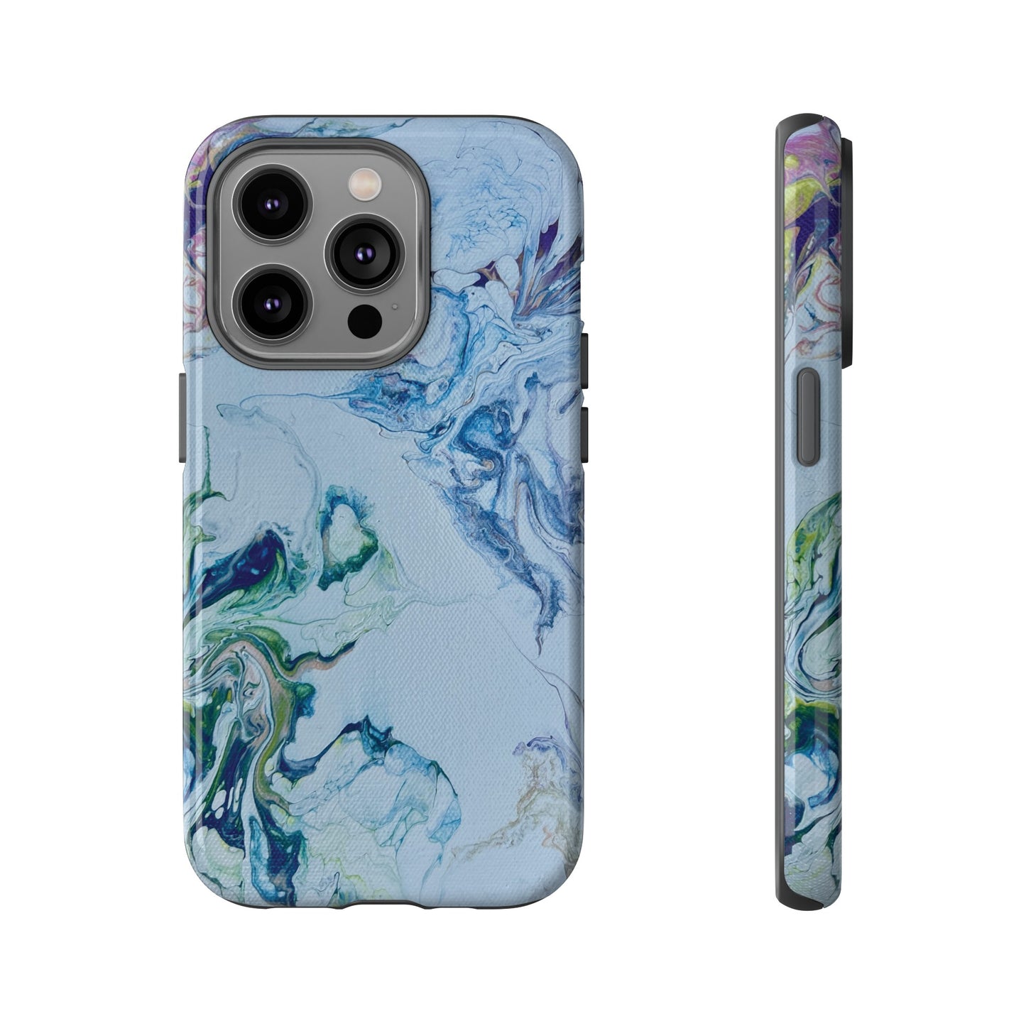 Whimsical Watercolor Marble Tough Phone Case for iPhone, Samsung Galaxy, and Google Pixel devices