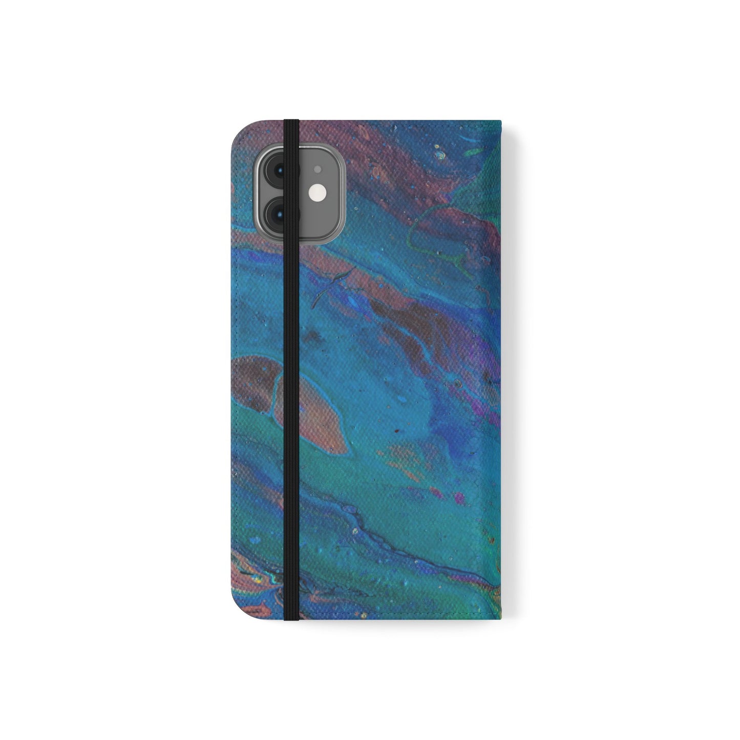 Peacock Swirls Flip Phone Case for iPhone 11 – 16 Pro, Samsung 21 – 22 Series
