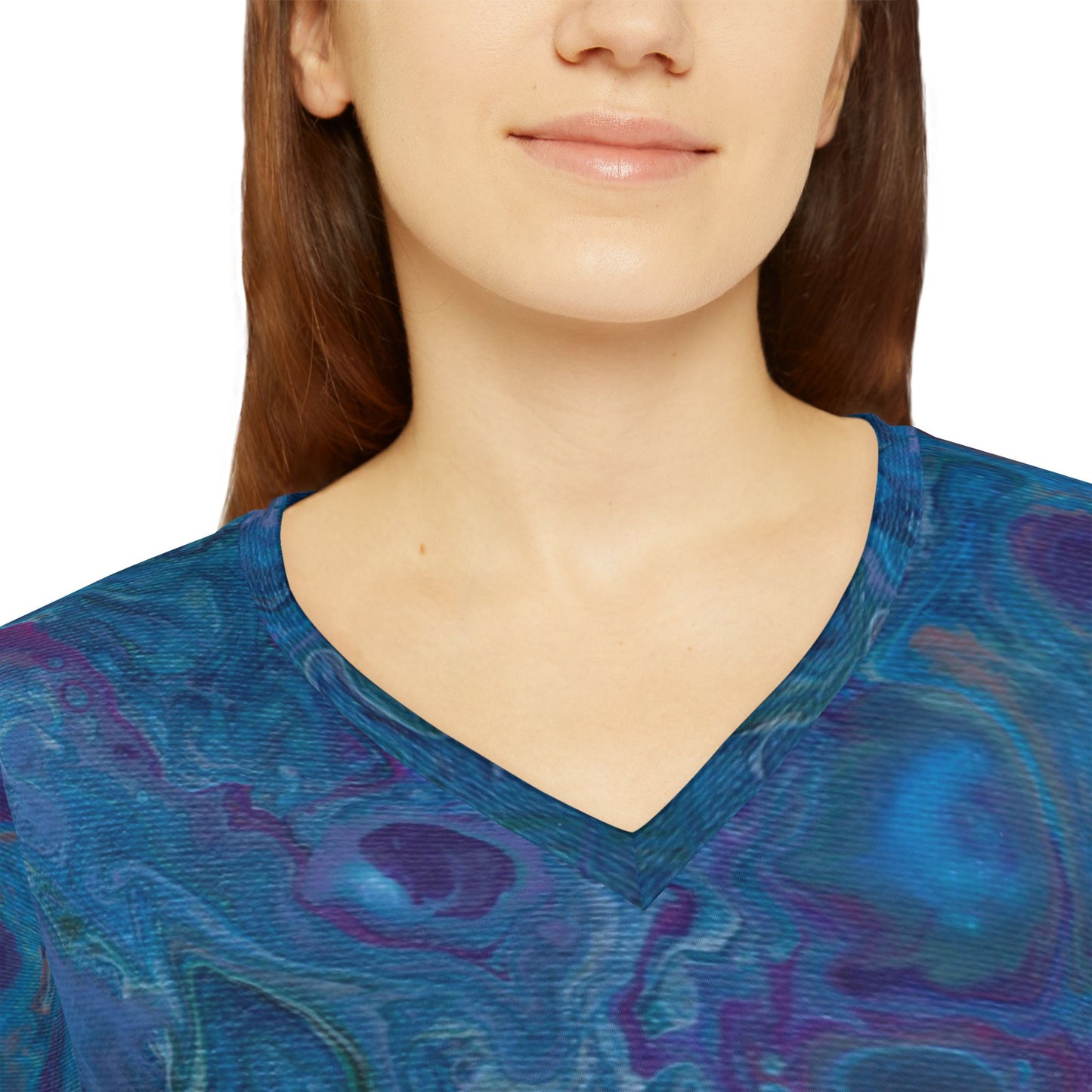Women's Long Sleeve V-neck Shirt - Azure Seas