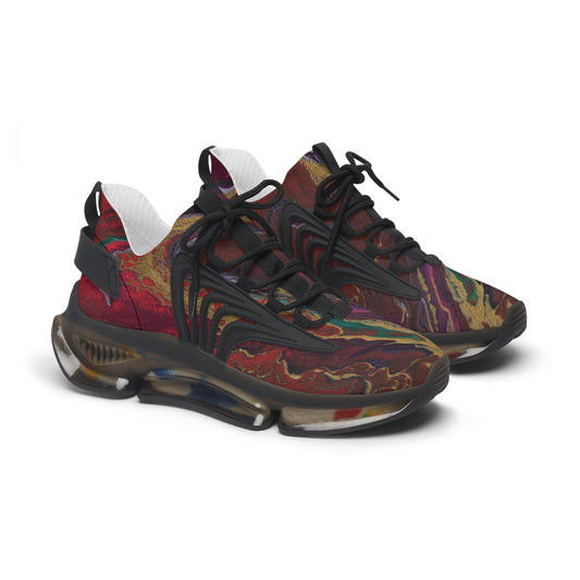 Warm Orange Marbled Women's Mesh Sneakers