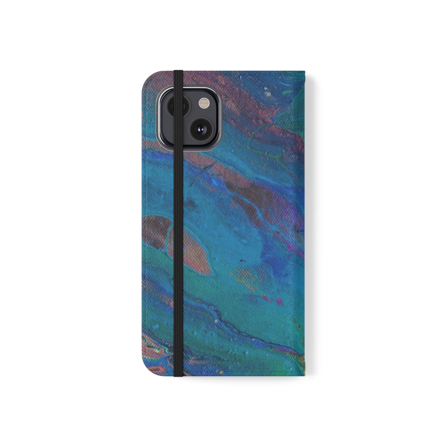Peacock Swirls Flip Phone Case for iPhone 11 – 16 Pro, Samsung 21 – 22 Series